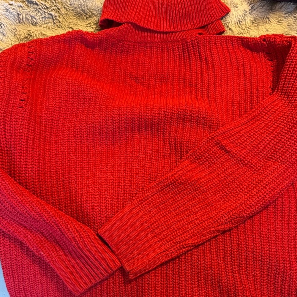 Astr Red Off-the-Shoulder Cut Out Sweater XS - Picture 4 of 4